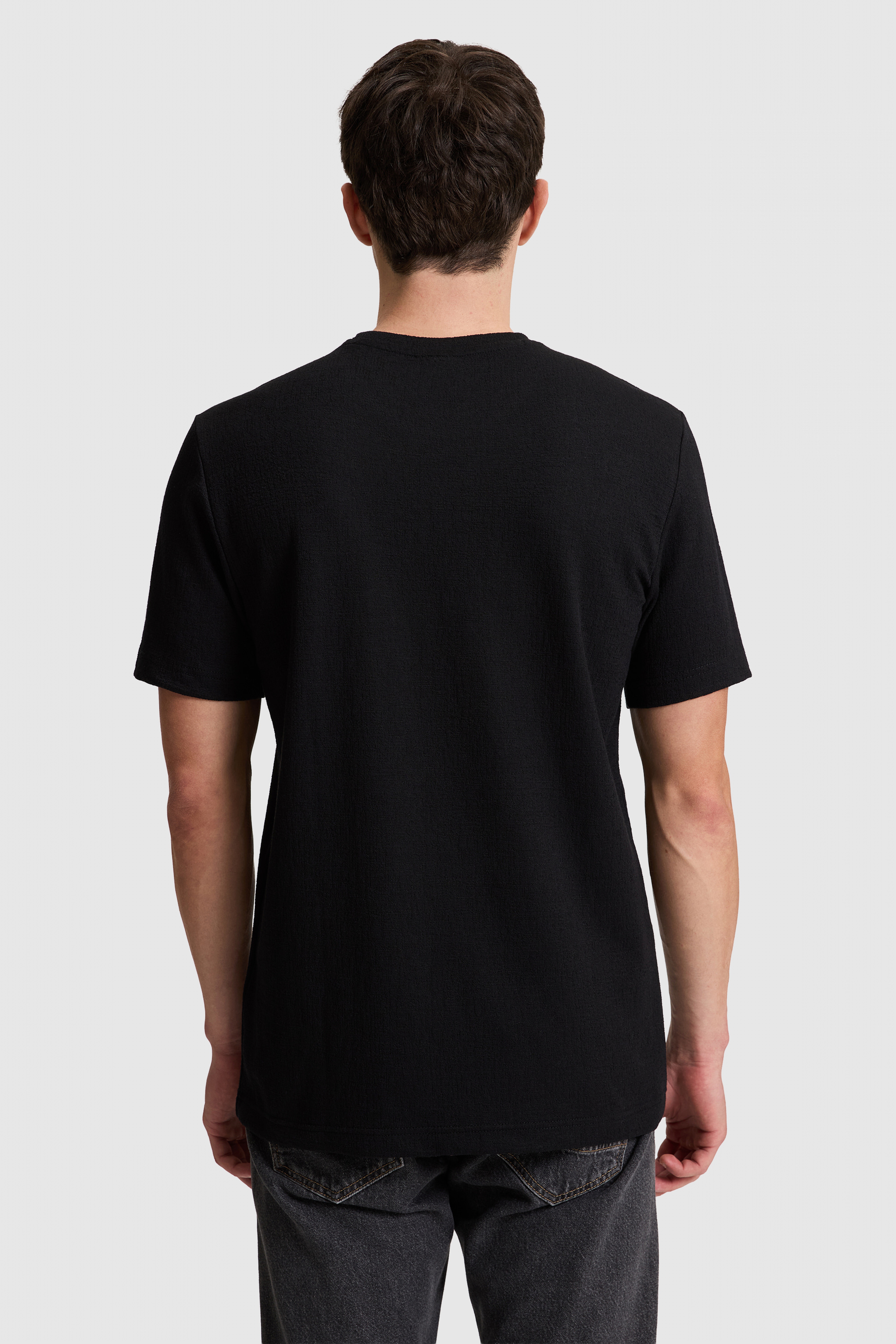 Erkek Siyah Regular Fit Bisiklet Yaka Tişört