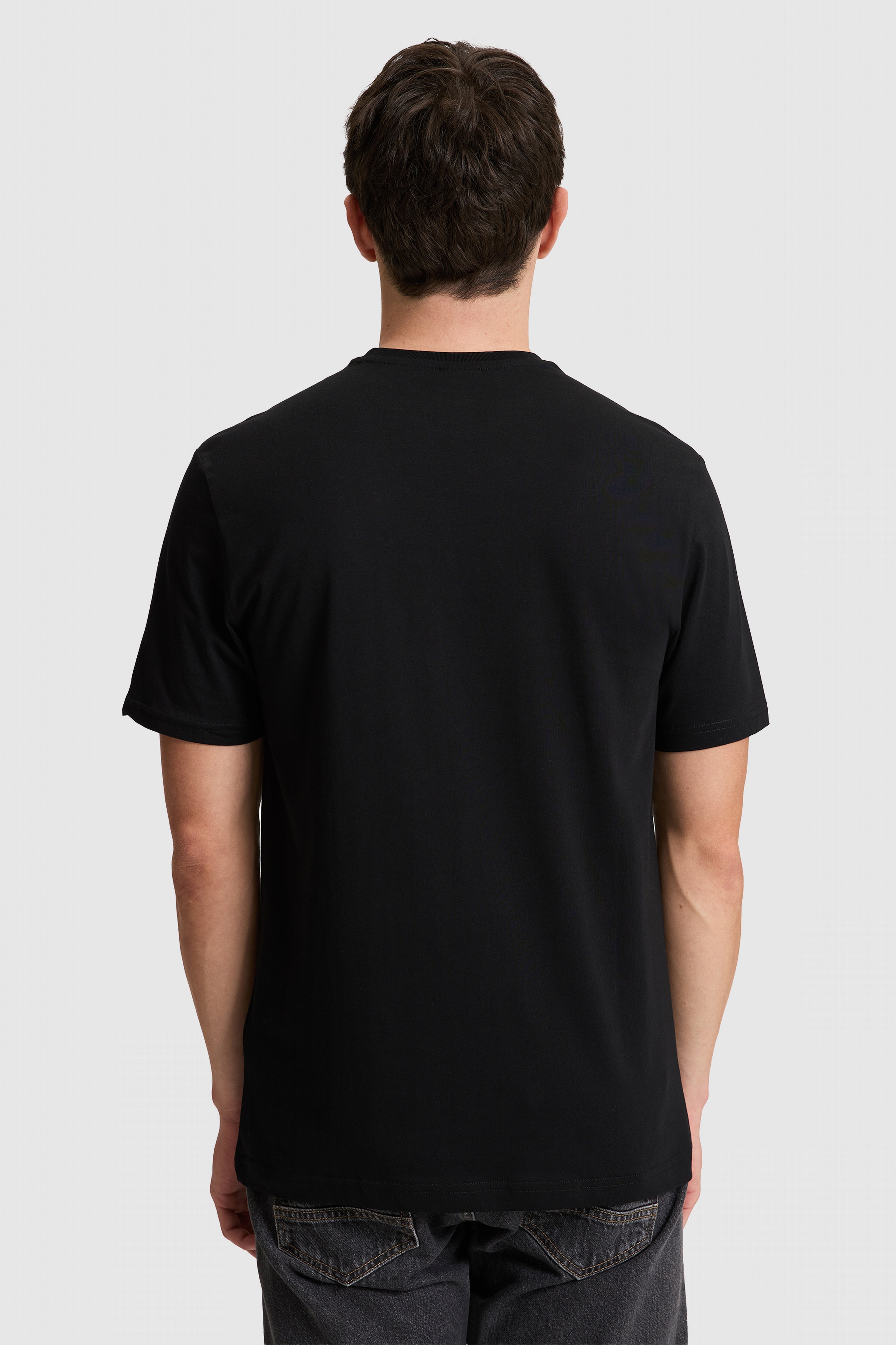 Erkek Regular Fit Bisiklet Yaka Siyah Basic Tişört - Image 5