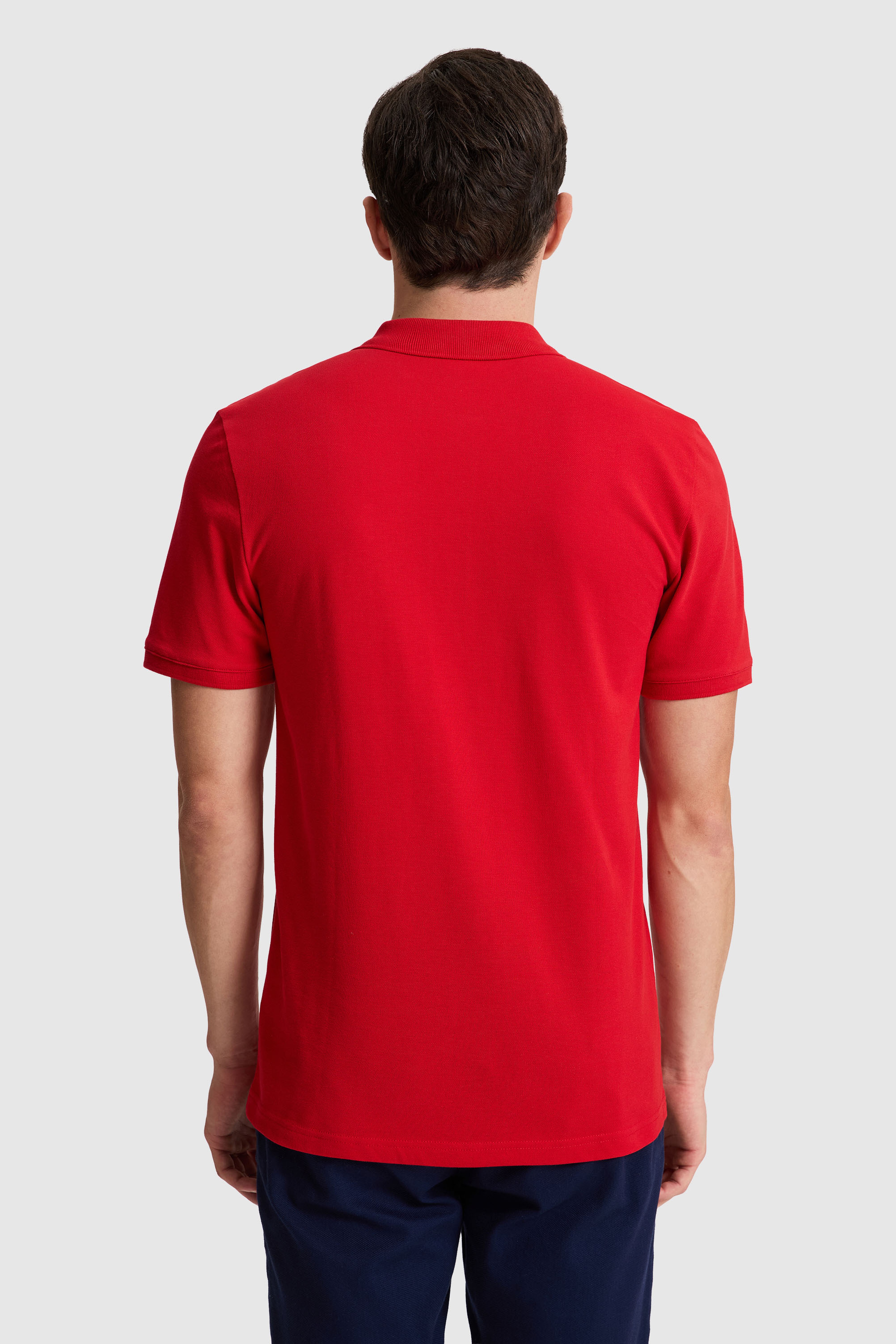 Erkek Slim Fit Polo Yaka Kırmızı Basic Tişört