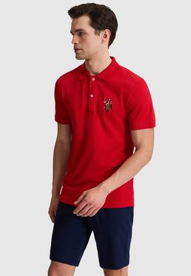 Erkek Slim Fit Polo Yaka Kırmızı Basic Tişört - 50333927023