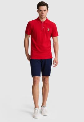 Erkek Slim Fit Polo Yaka Kırmızı Basic Tişört - 50333927023