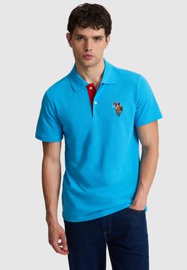 Erkek Slim Fit Polo Yaka Kobalt Basic Tişört - 50333927021