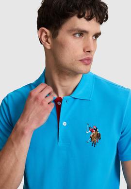 Erkek Slim Fit Polo Yaka Kobalt Basic Tişört - 50333927021