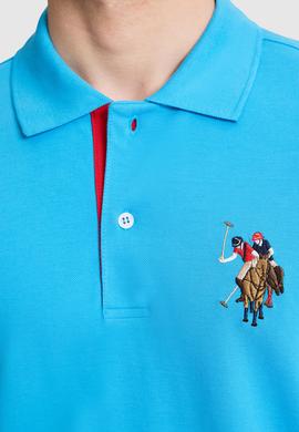 Erkek Slim Fit Polo Yaka Kobalt Basic Tişört - 50333927021