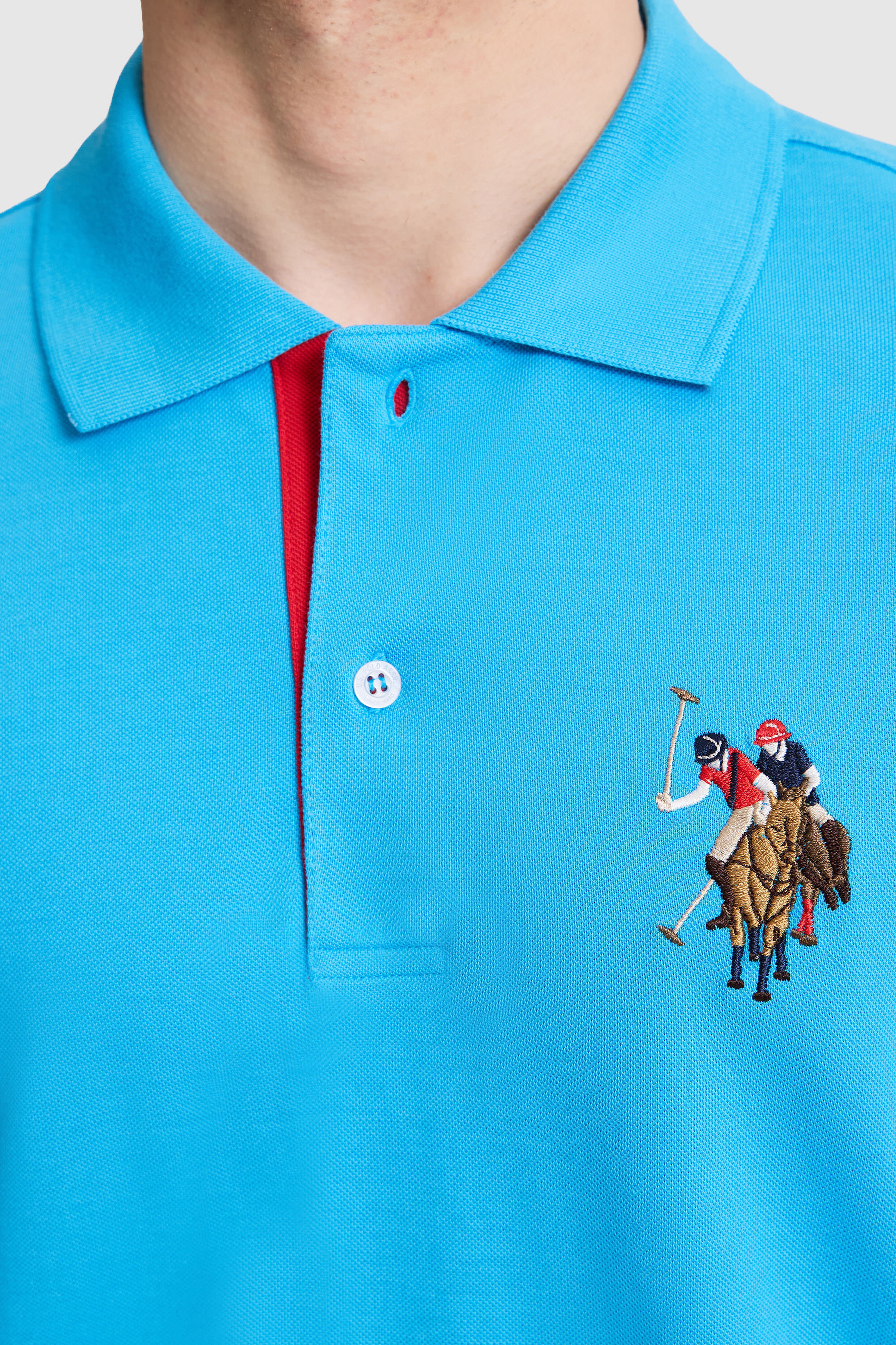 Erkek Slim Fit Polo Yaka Kobalt Basic Tişört - Image 6