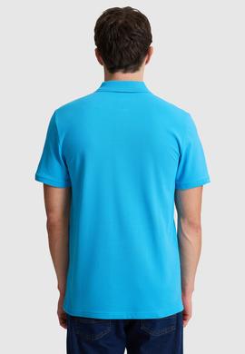 Erkek Slim Fit Polo Yaka Kobalt Basic Tişört - 50333927021