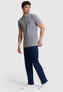 Erkek Gri Melanj Slim Fit Polo Yaka Basic Tişört - 50326920241