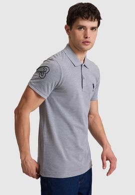 Erkek Gri Melanj Slim Fit Polo Yaka Basic Tişört - 50326920241