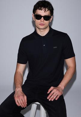 Erkek Siyah Regular Fit Polo Yaka Basic Tişört - 50326963122