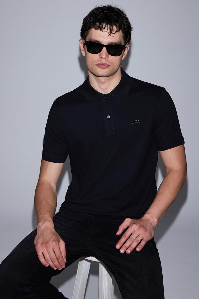 Erkek Siyah Regular Fit Polo Yaka Basic Tişört