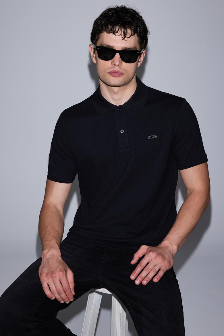 Erkek Siyah Regular Fit Polo Yaka Basic Tişört
