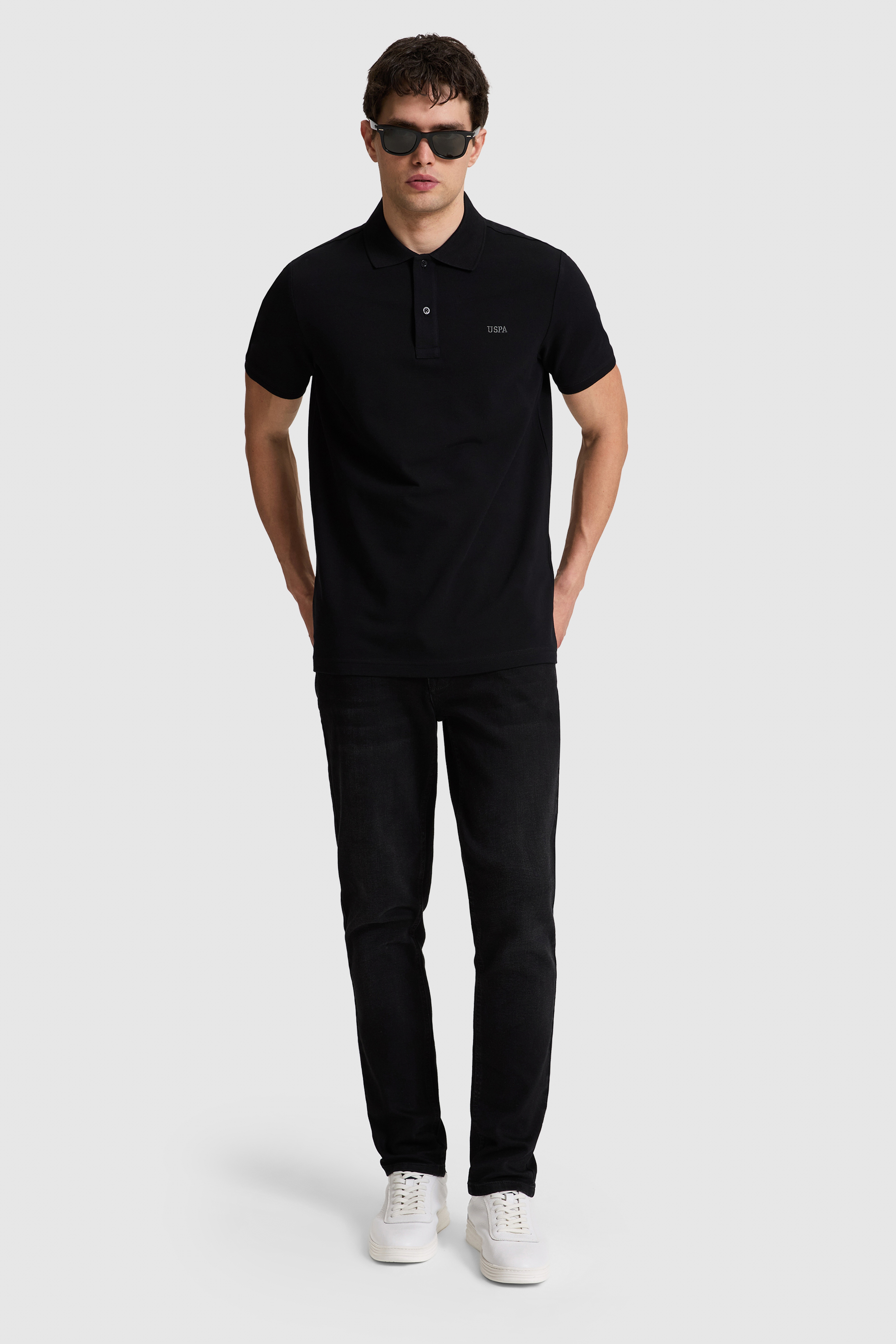 Erkek Siyah Regular Fit Polo Yaka Basic Tişört - Image 4