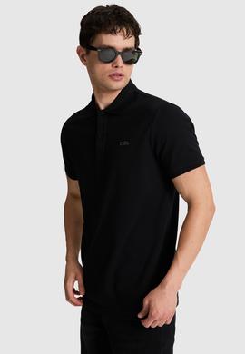 Erkek Siyah Regular Fit Polo Yaka Basic Tişört - 50326963122