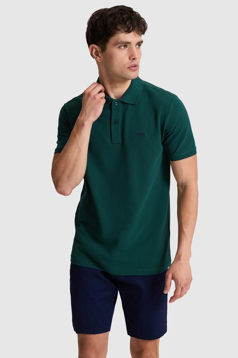 Erkek Koyu Yeşil Regular Fit Polo Yaka Basic Tişört - 50326963155