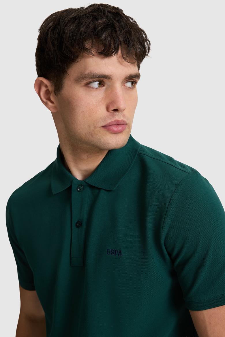 Erkek Koyu Yeşil Regular Fit Polo Yaka Basic Tişört - 50326963155