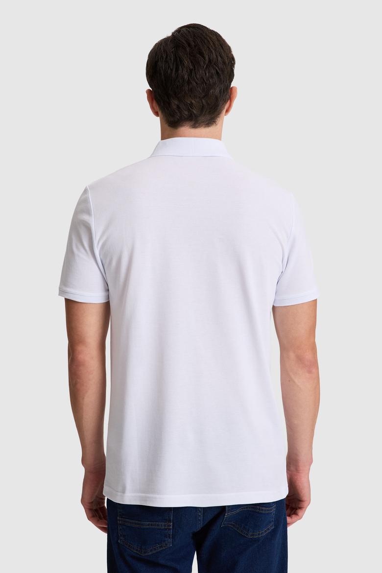 Erkek Beyaz Regular Fit Polo Yaka Basic Tişört - 50326972012