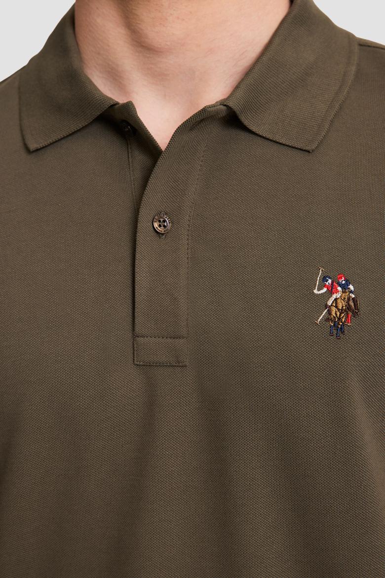 Erkek Koyu Haki Regular Fit Polo Yaka Basic Tişört - 50326972078