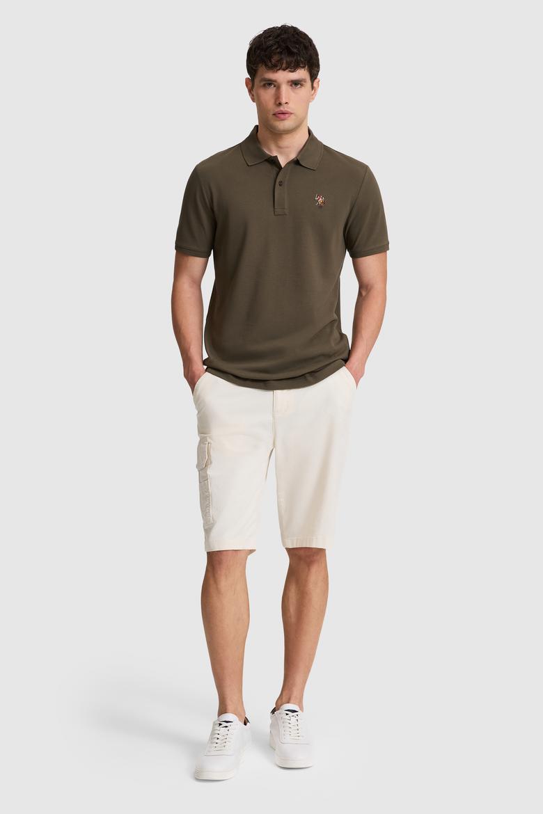 Erkek Koyu Haki Regular Fit Polo Yaka Basic Tişört - 50326972078
