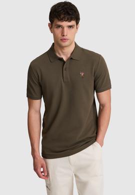Erkek Koyu Haki Regular Fit Polo Yaka Basic Tişört - 50326972078