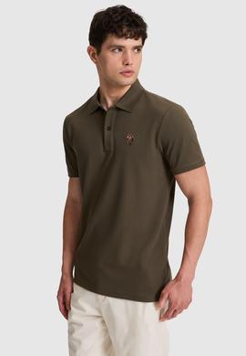 Erkek Koyu Haki Regular Fit Polo Yaka Basic Tişört - 50326972078