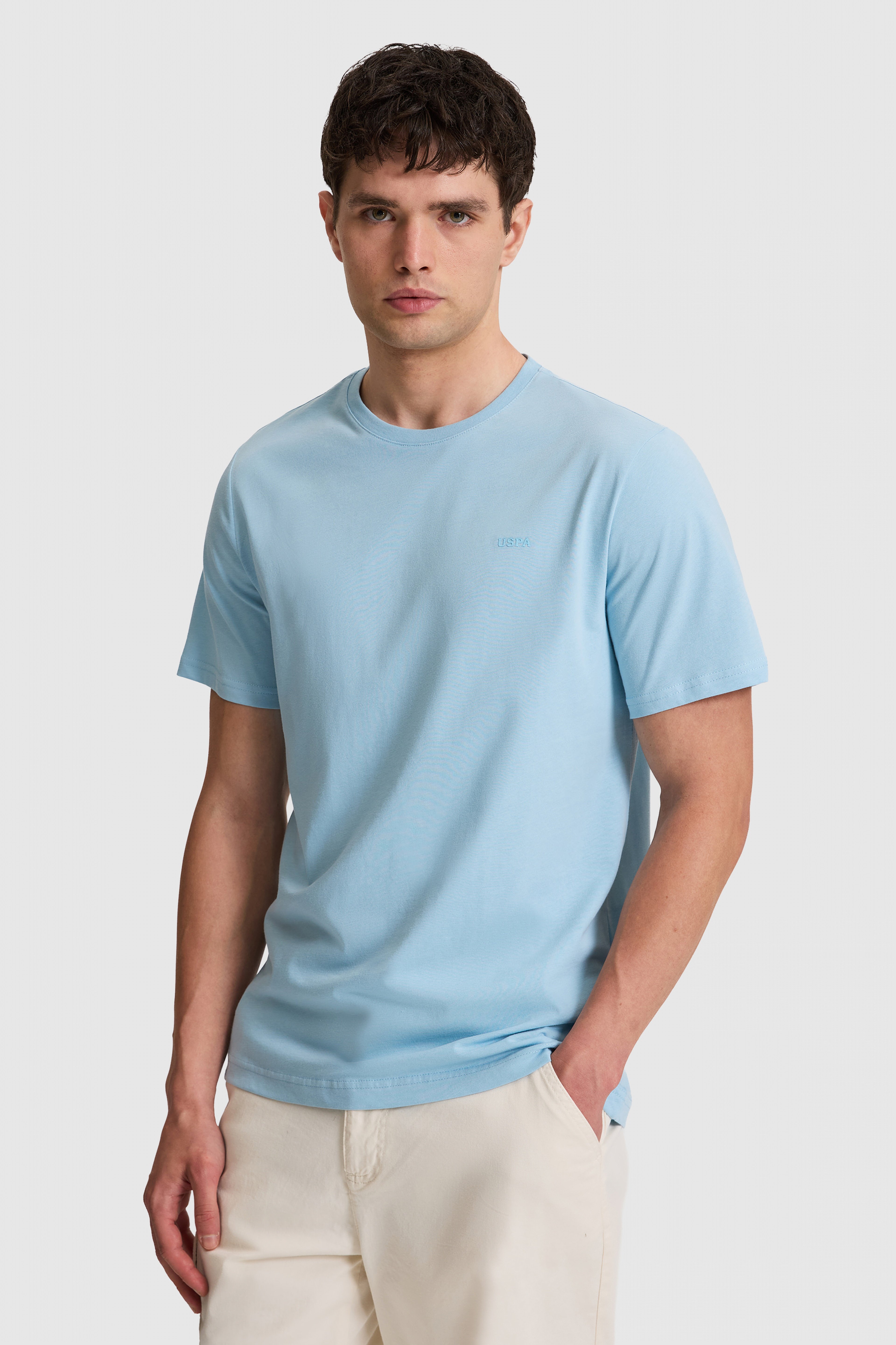 Erkek Mavi Regular Fit Bisiklet Yaka Basic Tişört - Image 3