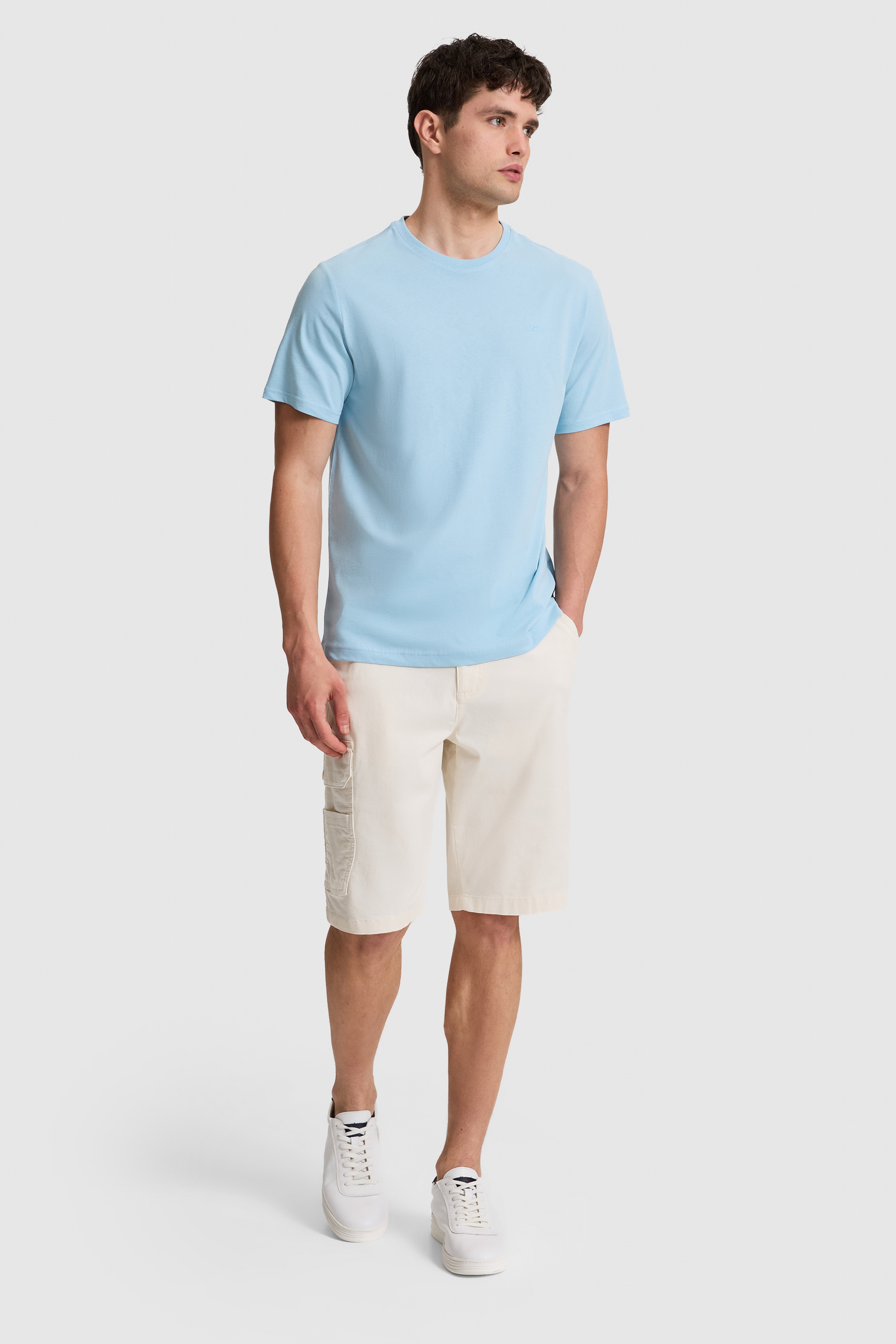 Erkek Mavi Regular Fit Bisiklet Yaka Basic Tişört - Image 4