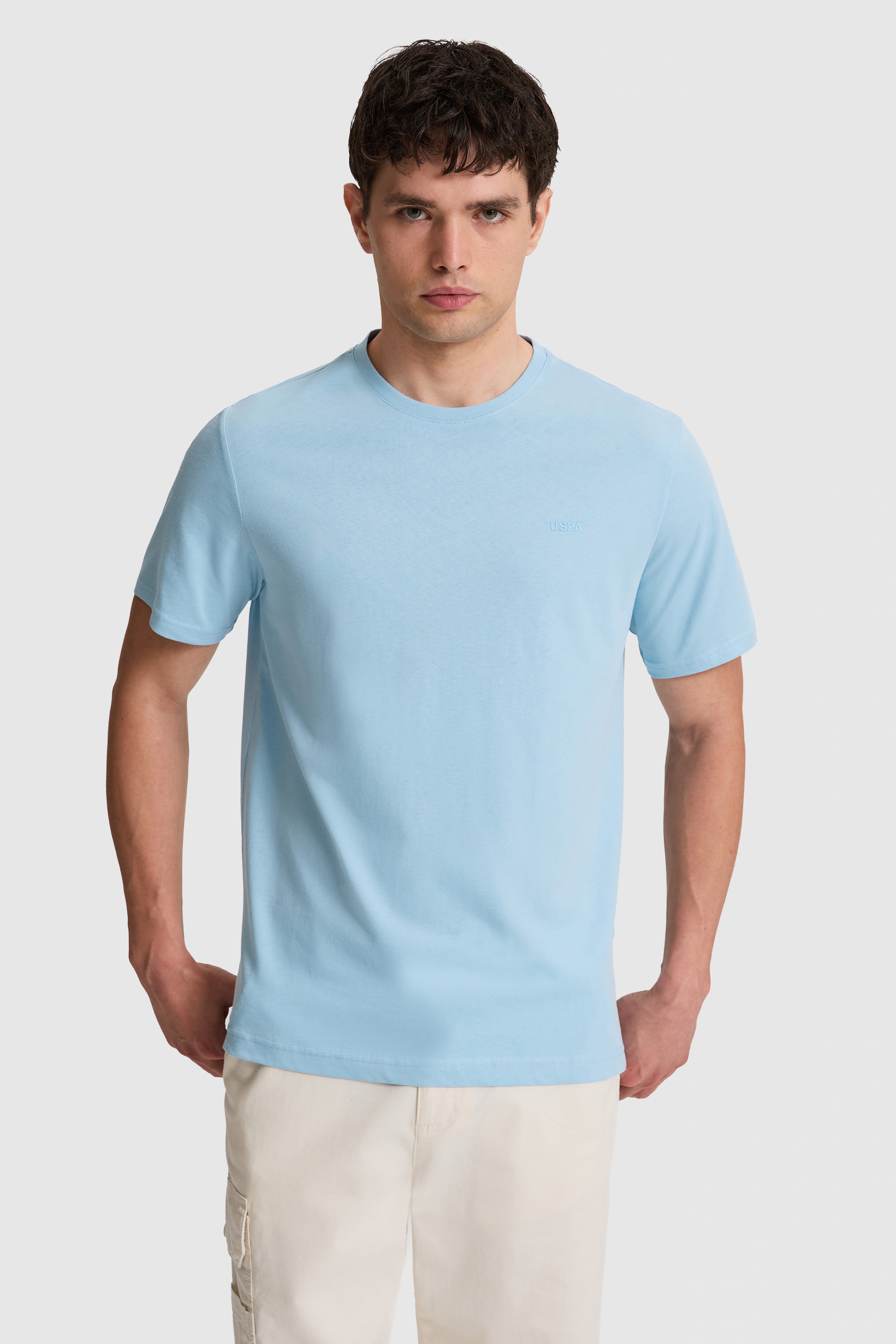 Erkek Mavi Regular Fit Bisiklet Yaka Basic Tişört - Image 1