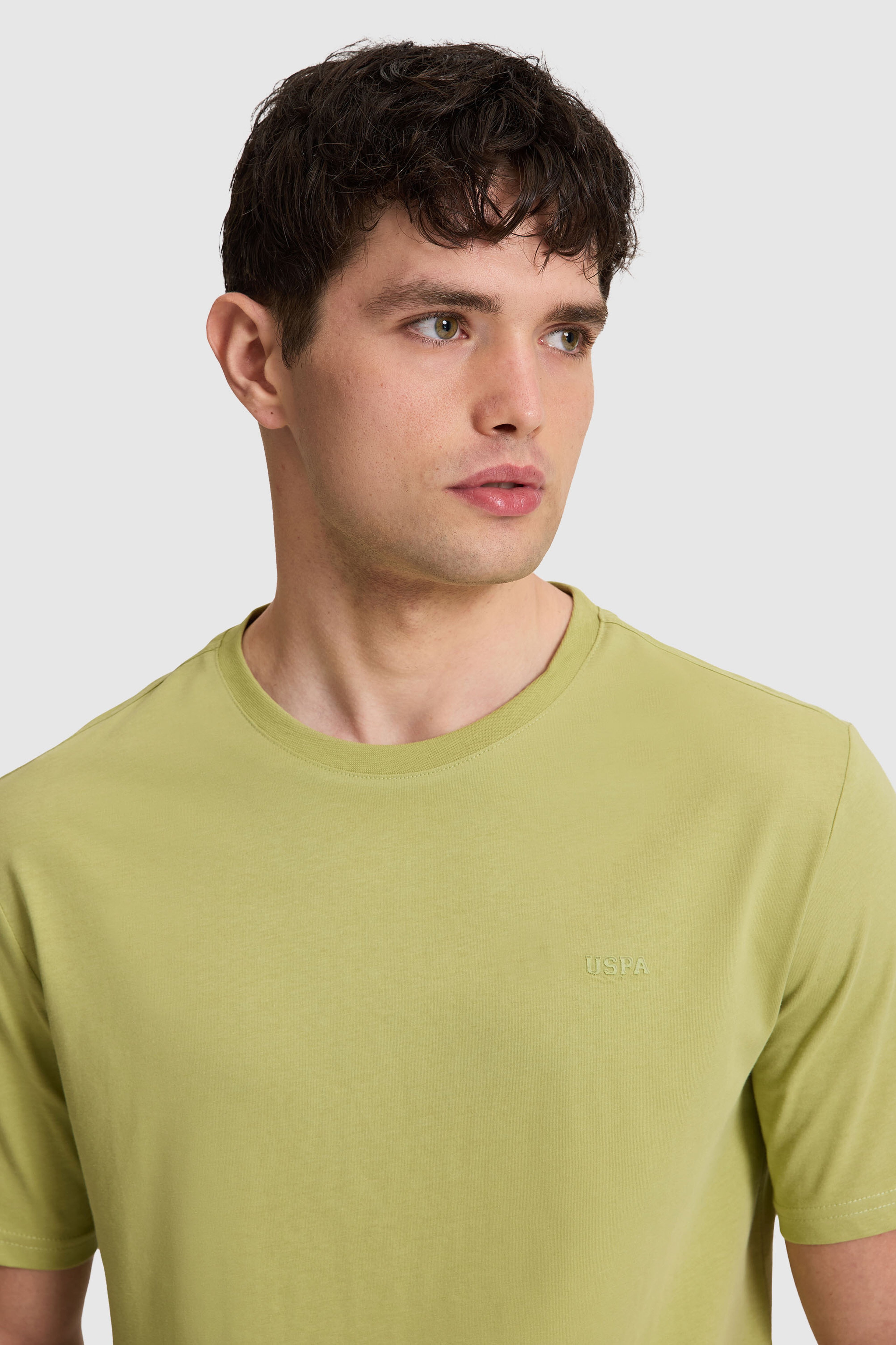 Erkek Yeşil Regular Fit Bisiklet Yaka Basic Tişört
