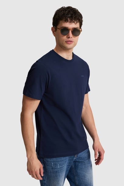 Erkek Lacivert Regular Fit Polo Yaka Basic Tişört