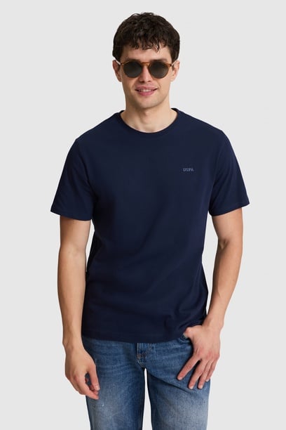 Erkek Lacivert Regular Fit Polo Yaka Basic Tişört