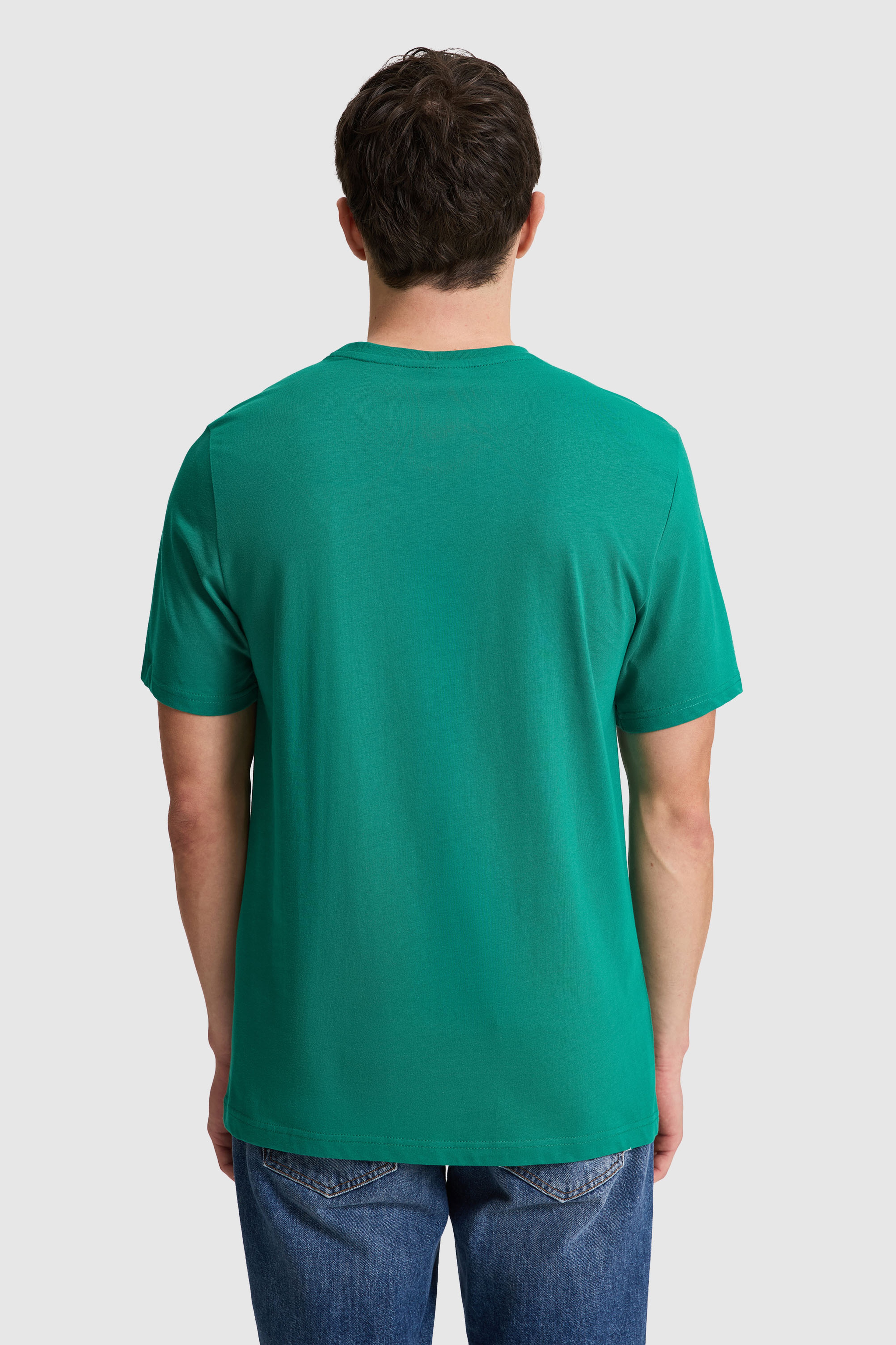 Erkek Koyu Yeşil Regular Fit Bisiklet Yaka Basic Tişört