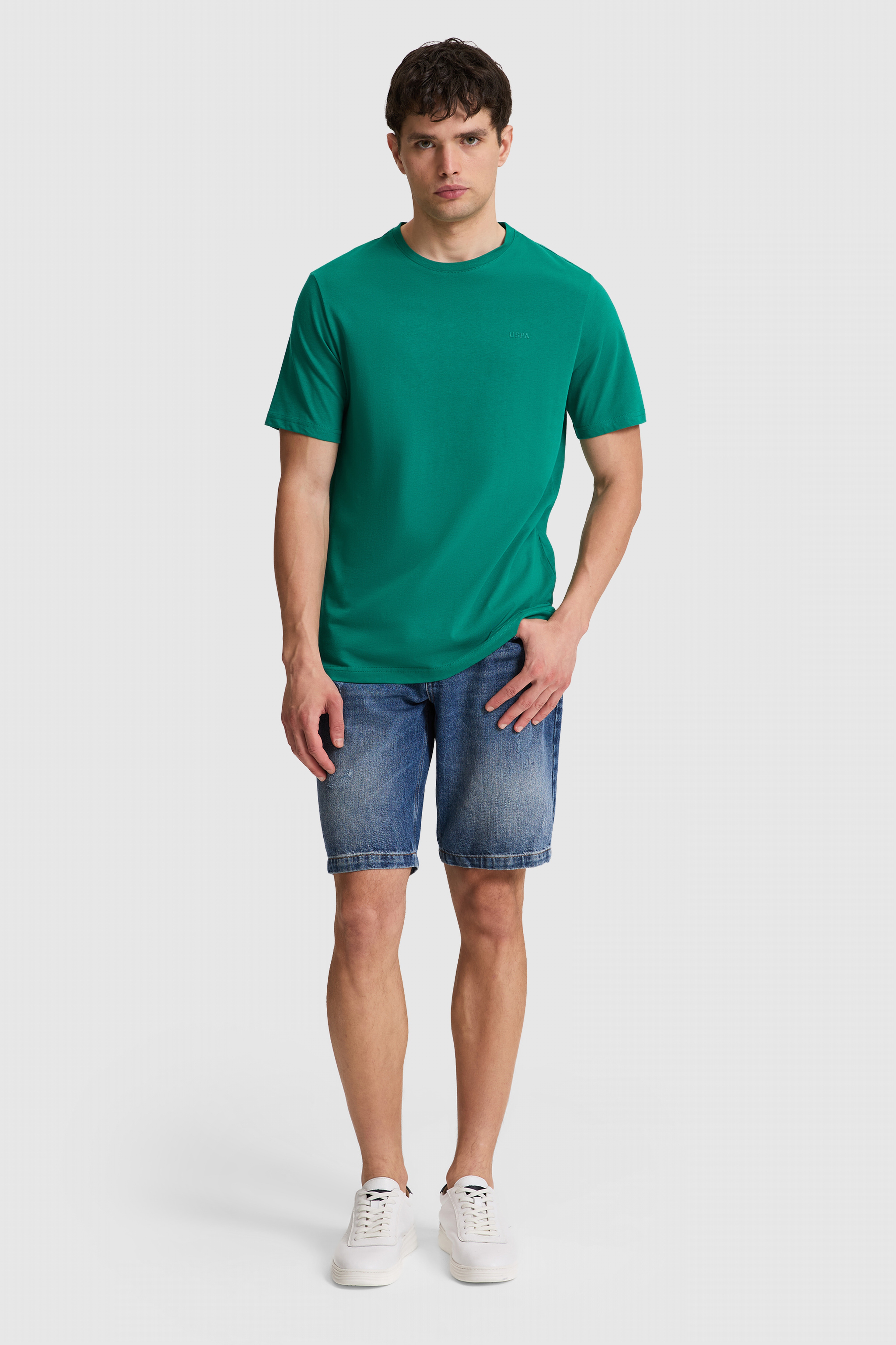 Erkek Koyu Yeşil Regular Fit Bisiklet Yaka Basic Tişört