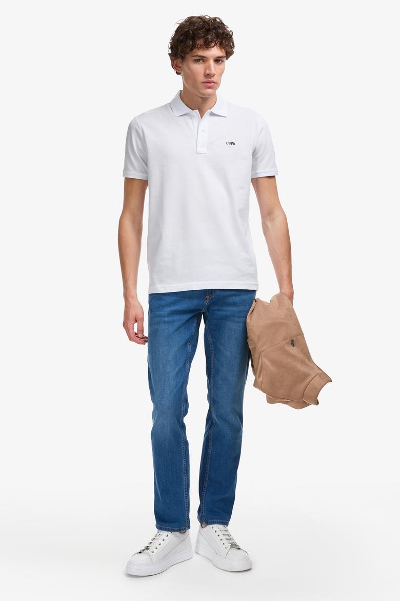 Erkek Regular Fit Polo Yaka Beyaz Basic Tişört - 50326963020