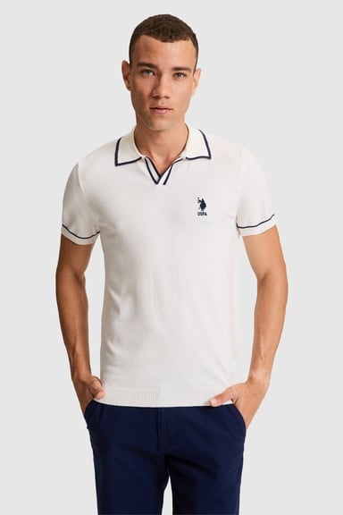 Erkek Krem Slim Fit Polo Yaka Triko Tişört