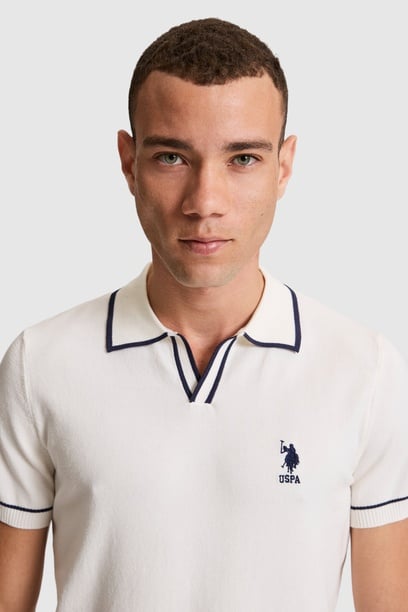 Erkek Krem Slim Fit Polo Yaka Triko Tişört