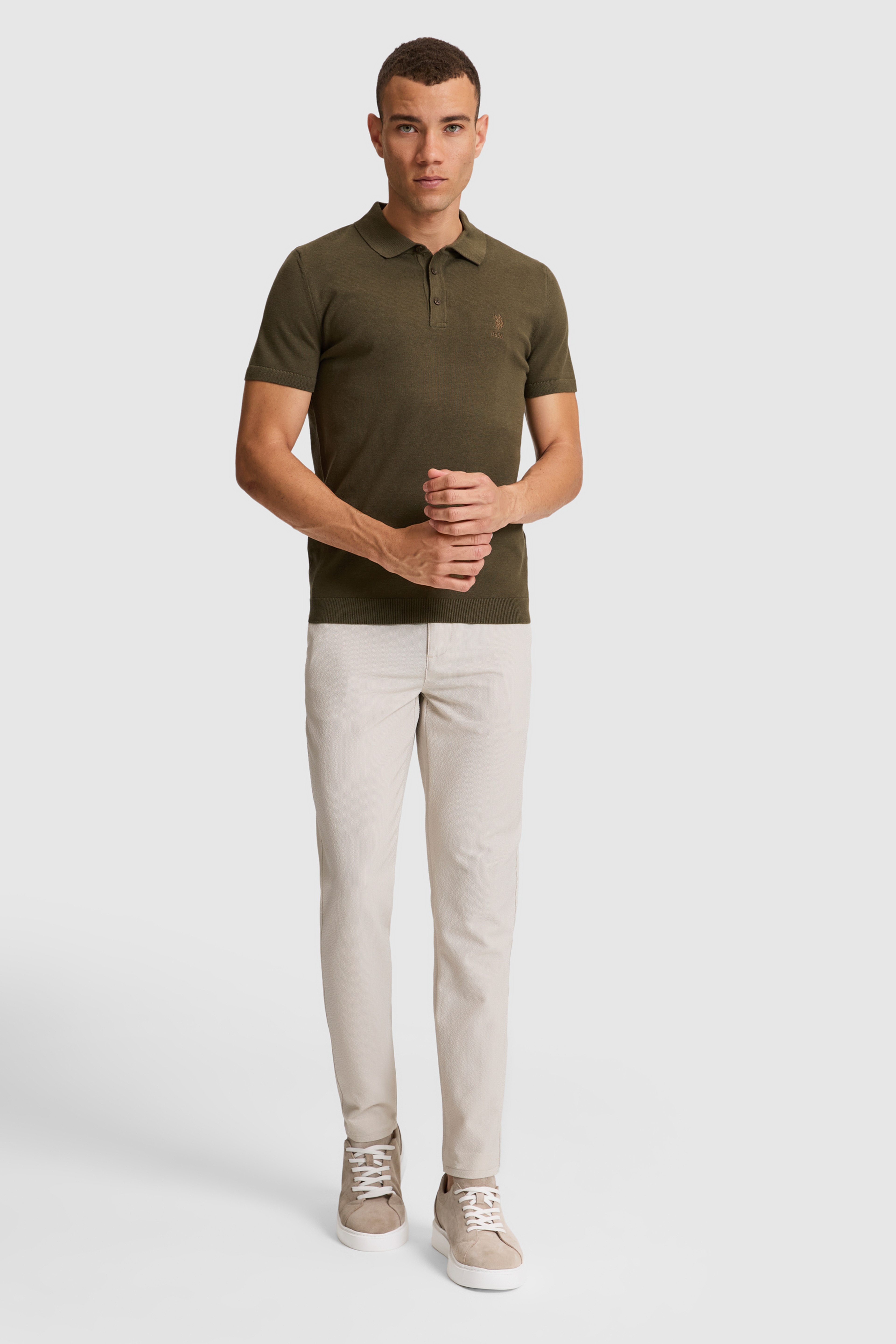 Erkek Regular Fit Koyu Haki Polo Yaka Triko Tişört - Image 4