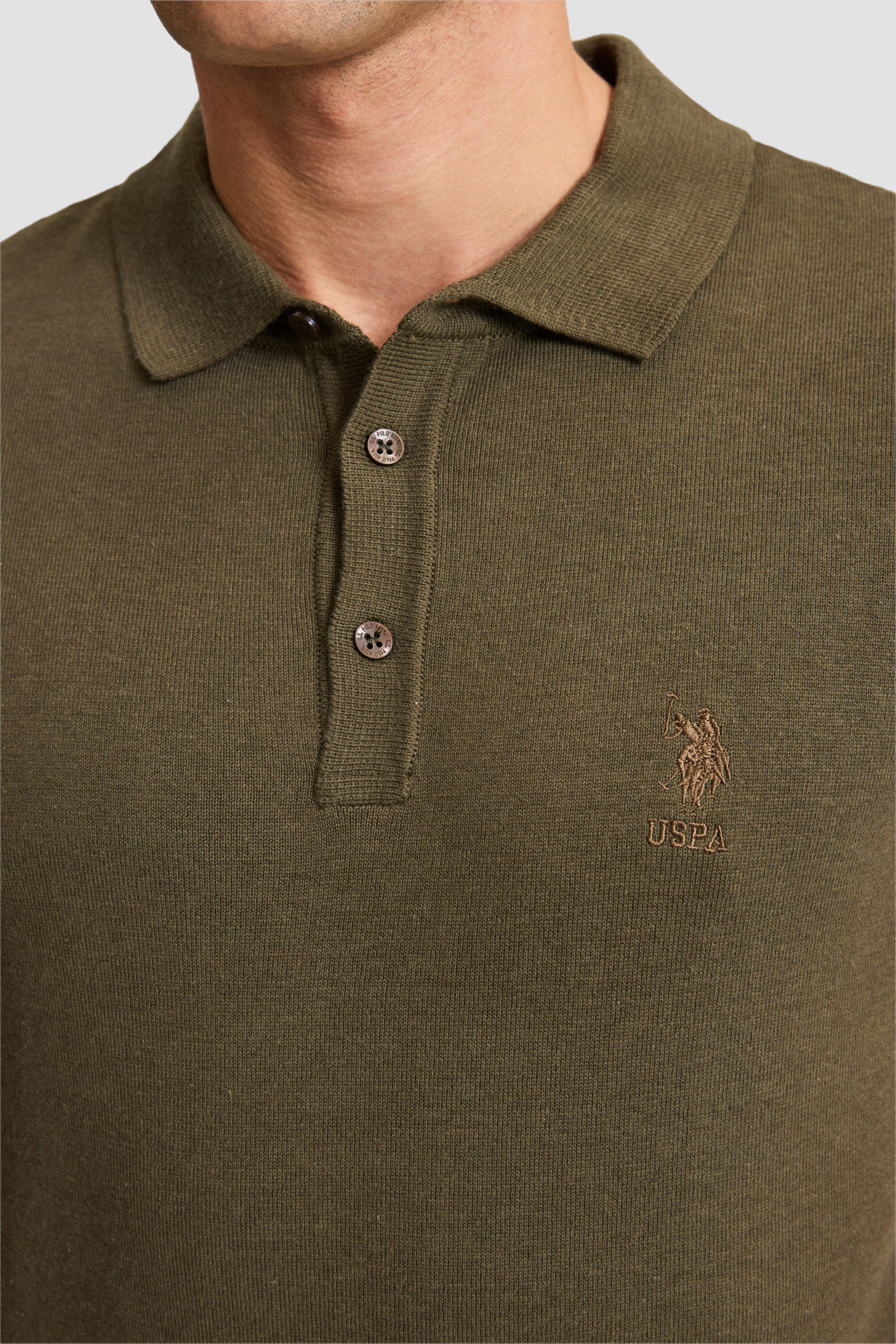 Erkek Koyu Haki Polo Yaka Triko Tişört - 50320061095