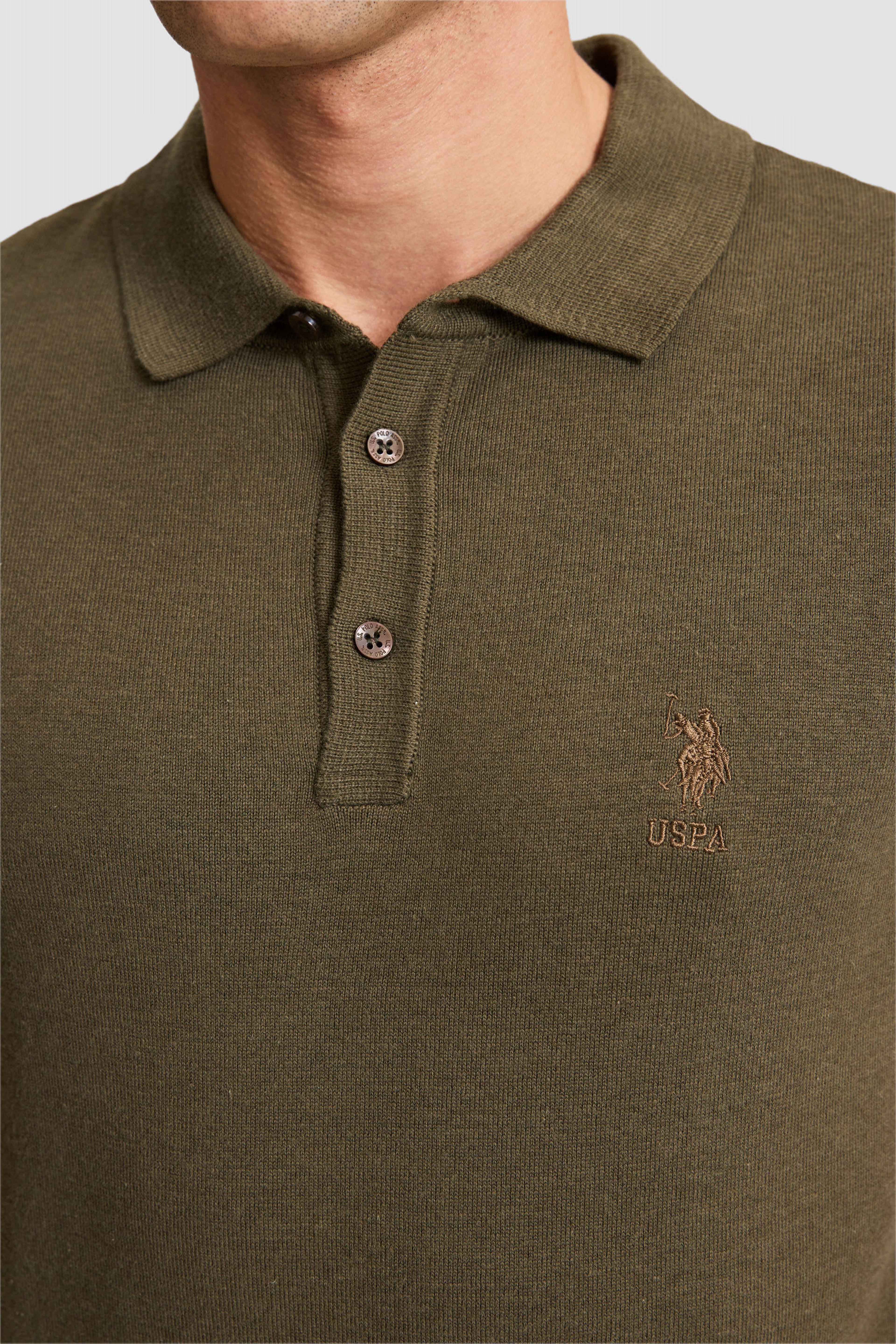 Erkek Regular Fit Koyu Haki Polo Yaka Triko Tişört - Image 6