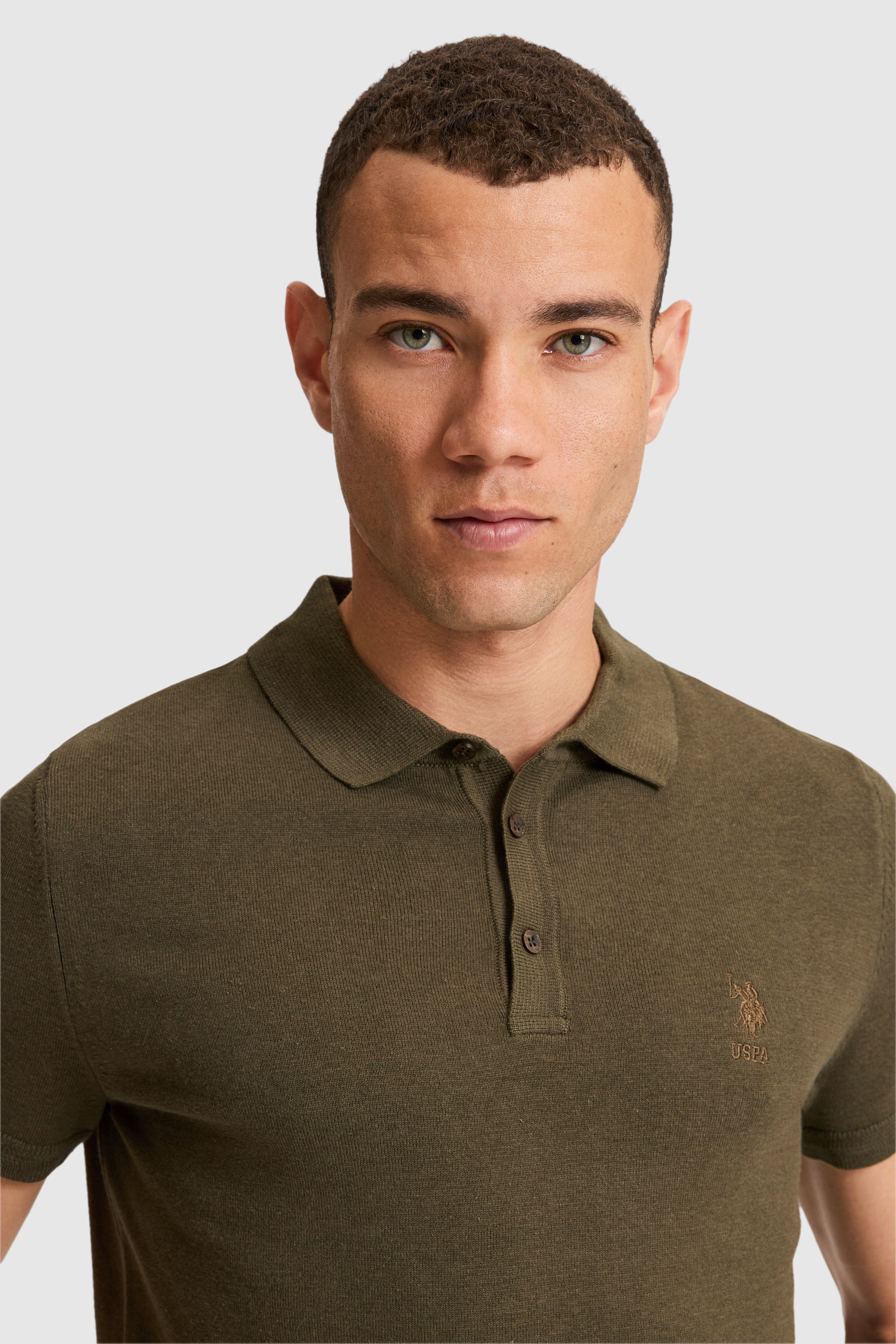 Erkek Regular Fit Koyu Haki Polo Yaka Triko Tişört - Image 2