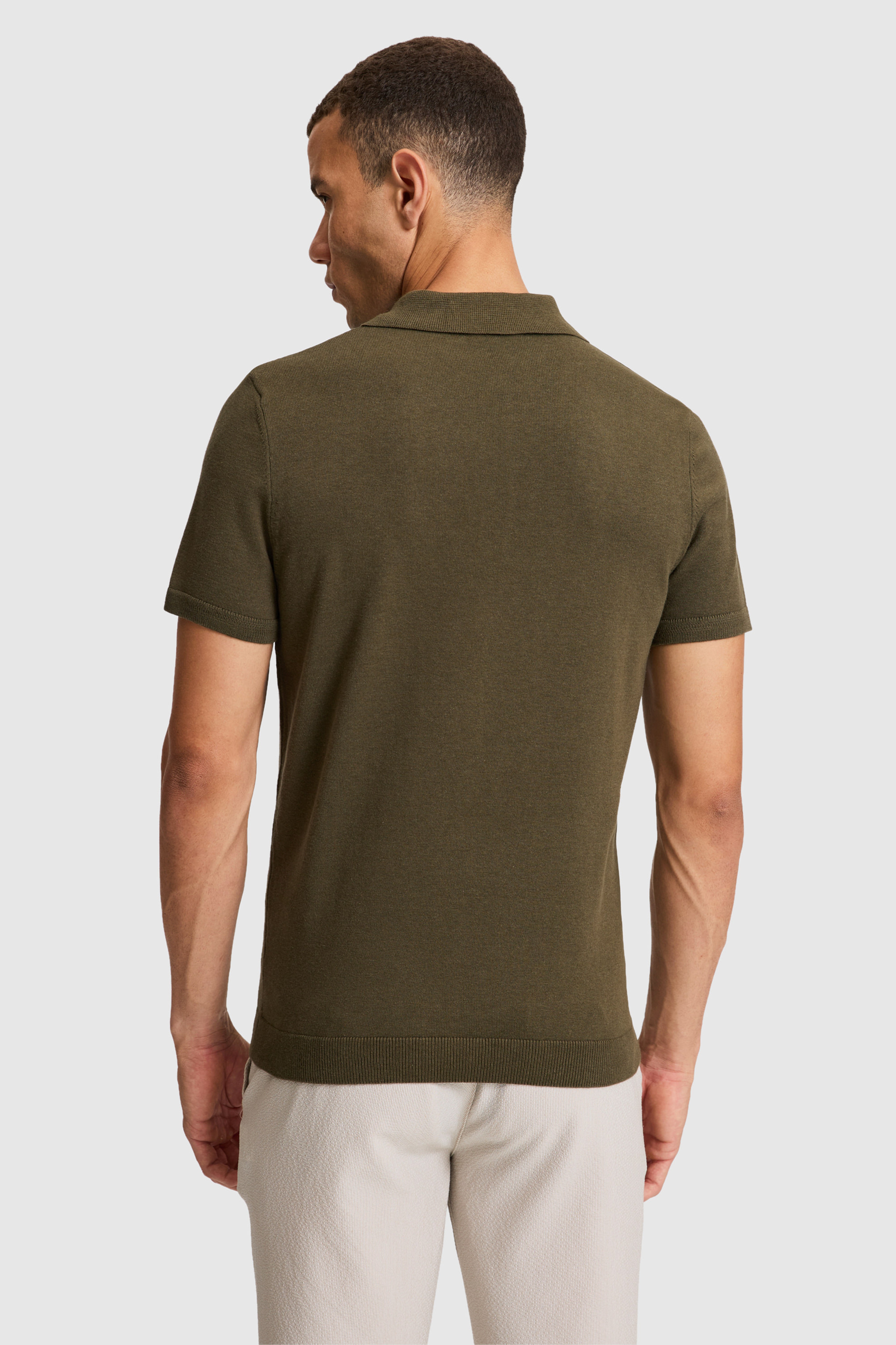 Erkek Regular Fit Koyu Haki Polo Yaka Triko Tişört - Image 5