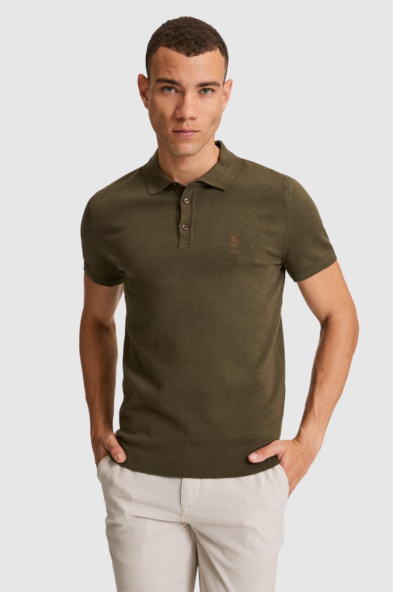Erkek Koyu Haki Polo Yaka Triko Tişört