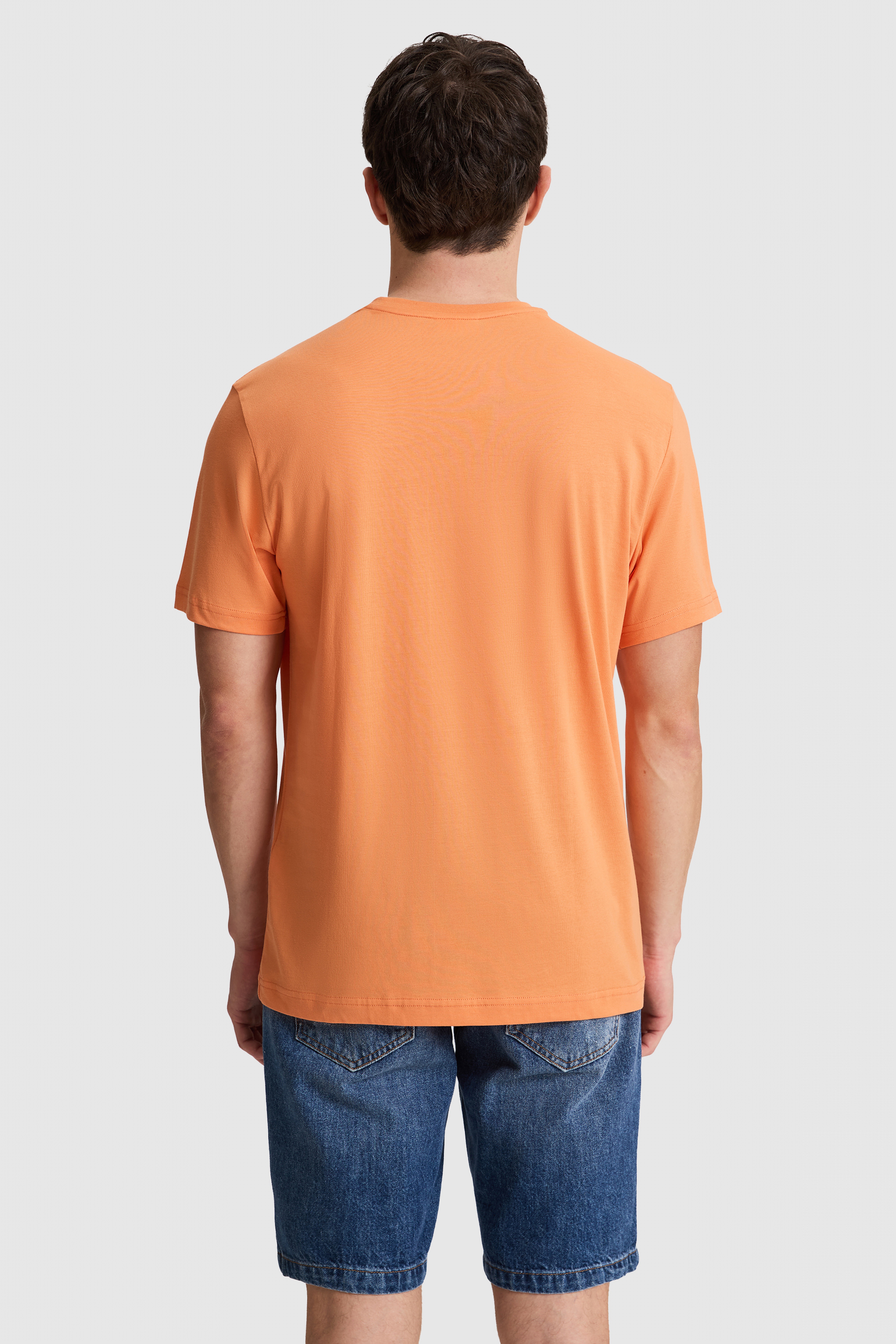 Erkek Turuncu Regular Fit Bisiklet Yaka Basic Tişör - Image 5