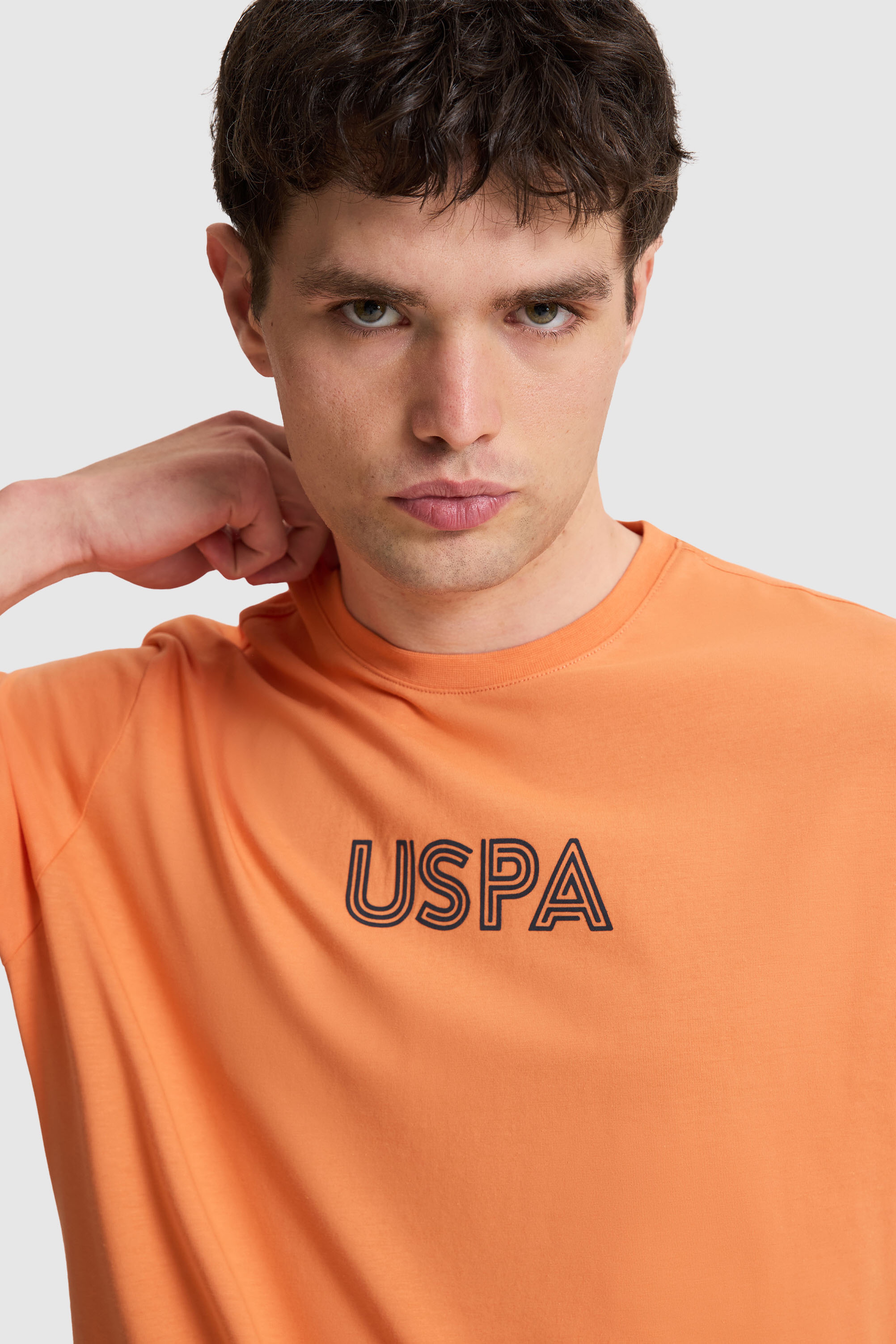 Erkek Turuncu Regular Fit Bisiklet Yaka Basic Tişör - Image 2