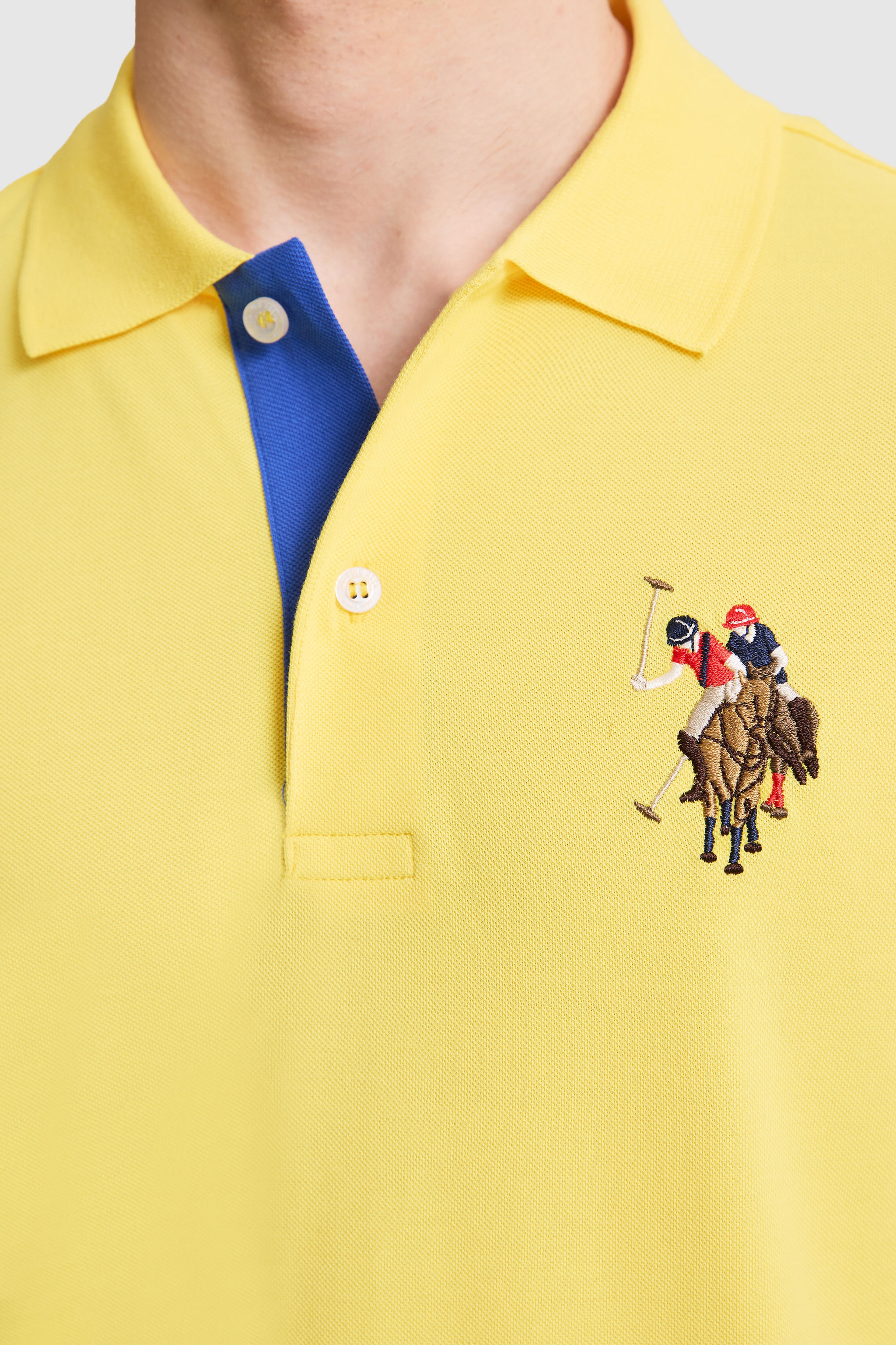 Erkek Sarı Slim Fit Polo Yaka Basic Tişört - Image 6