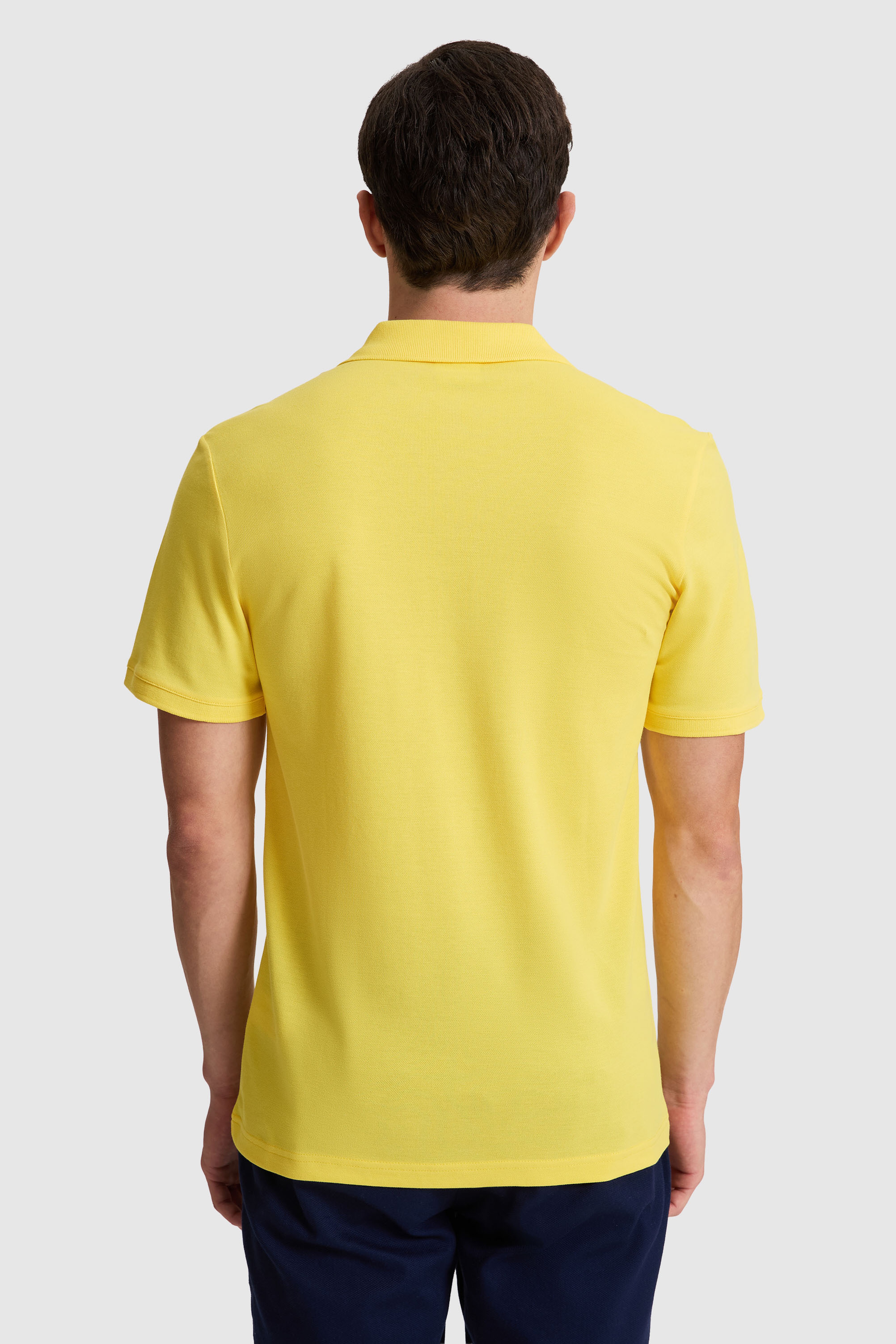 Erkek Sarı Slim Fit Polo Yaka Basic Tişört - Image 5