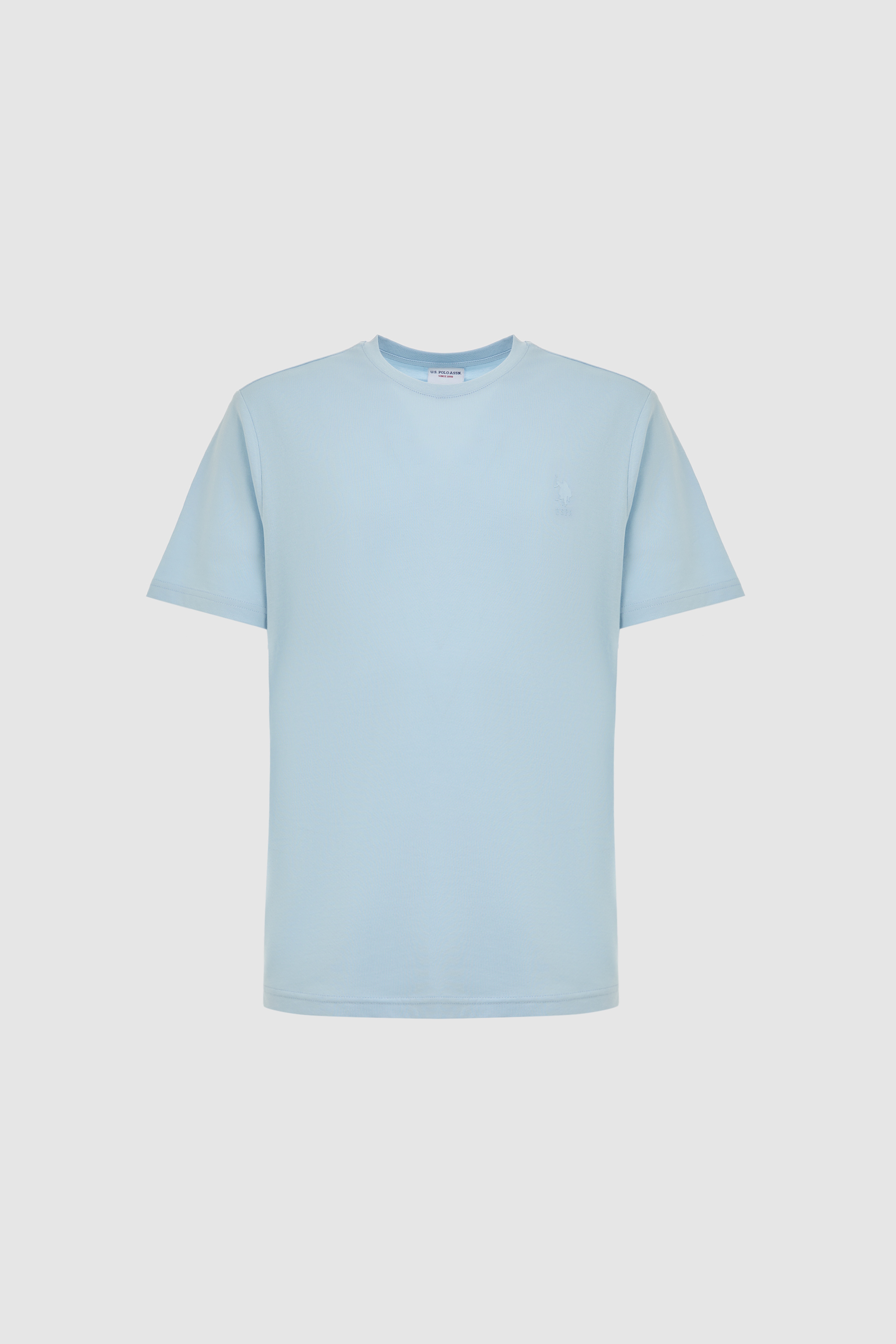 Erkek Regular Fit Bisiklet Yaka Açık Mavi Basic Tişört - Image 7
