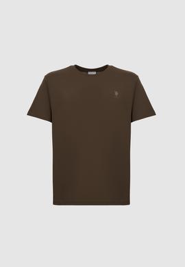 Erkek Regular Fit Bisiklet Yaka Koyu Haki Basic Tişört - 50326953107