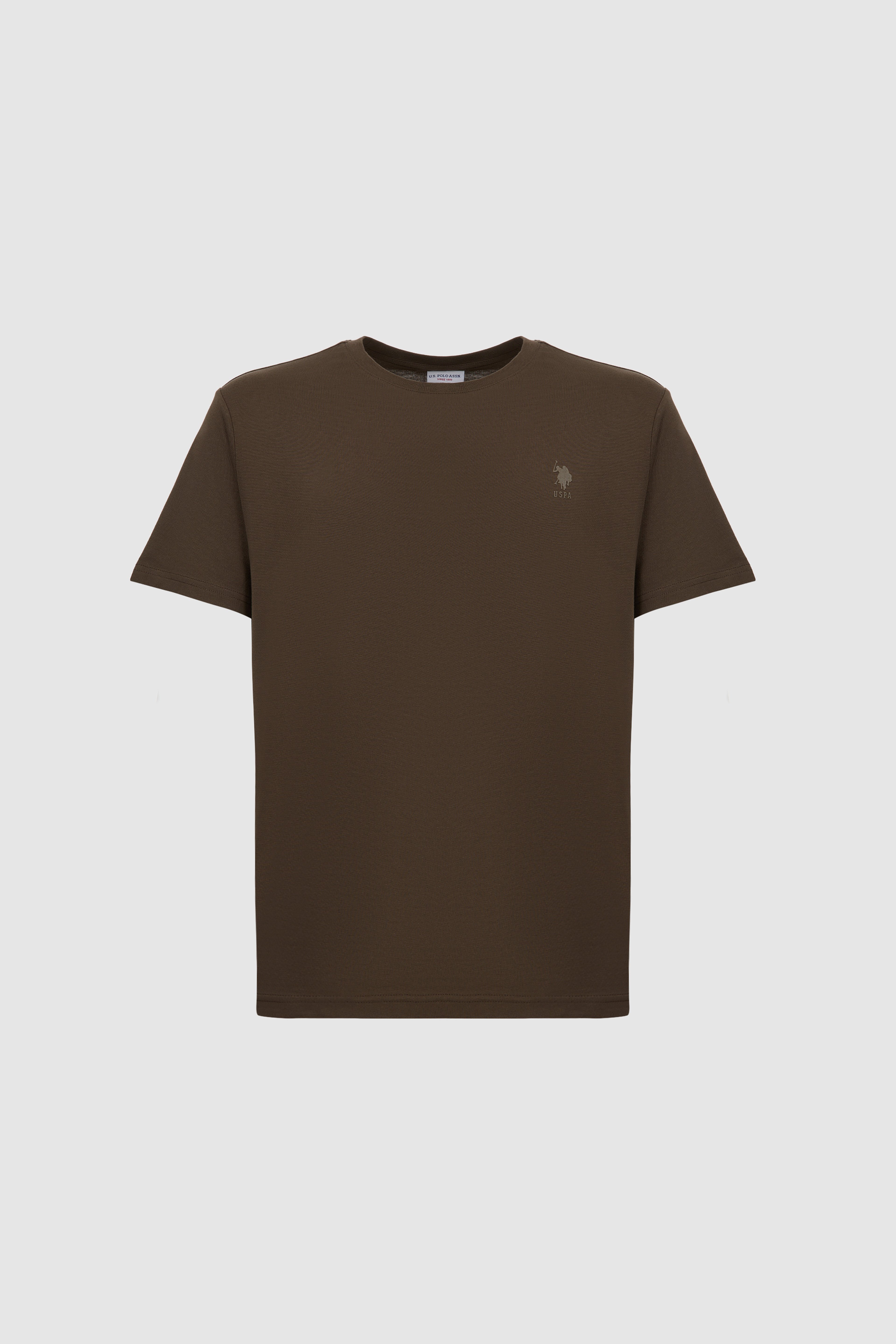 Erkek Regular Fit Bisiklet Yaka Koyu Haki Basic Tişört