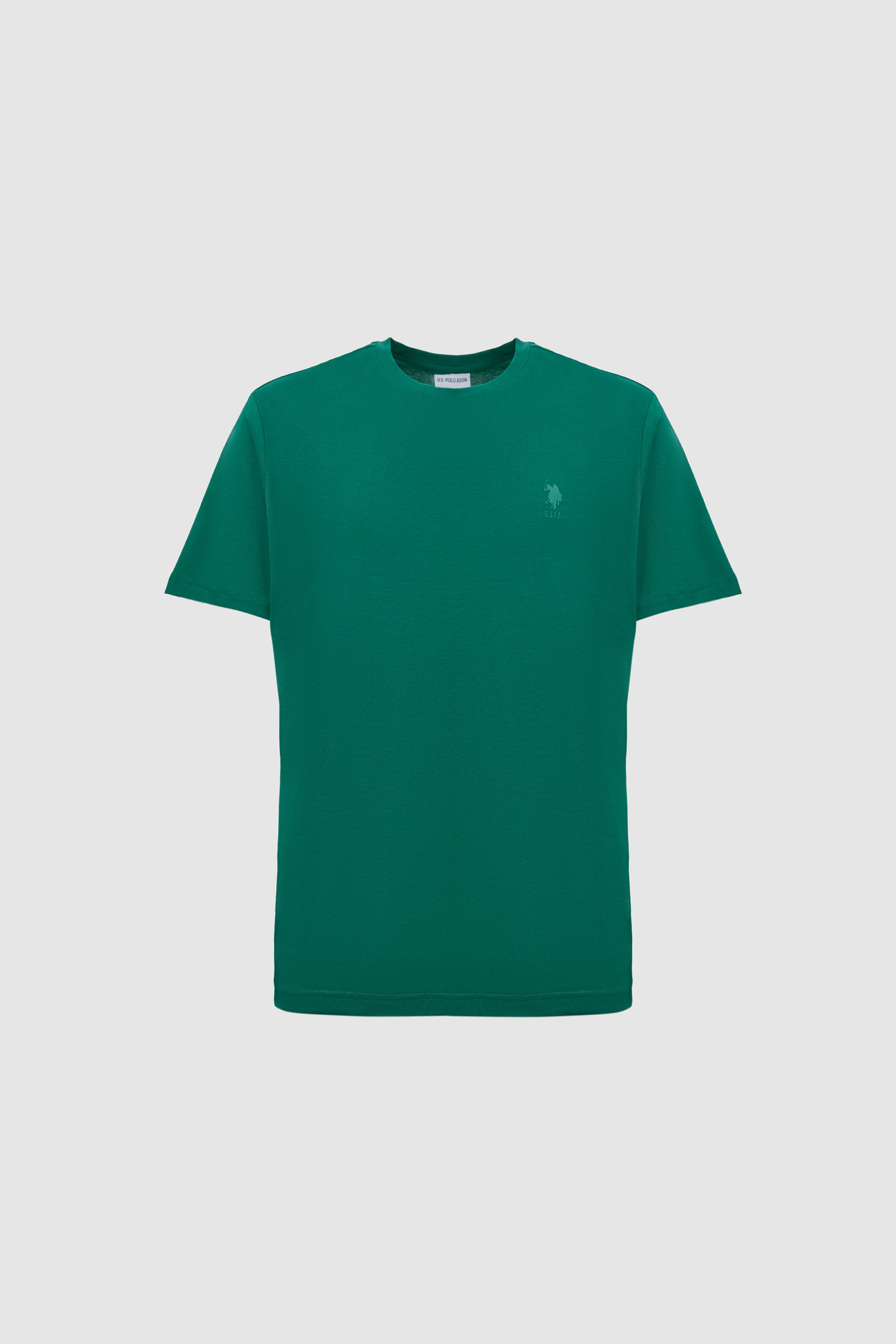 Erkek Regular Fit Bisiklet Yaka Koyu Yeşil Basic Tişört - Image 7