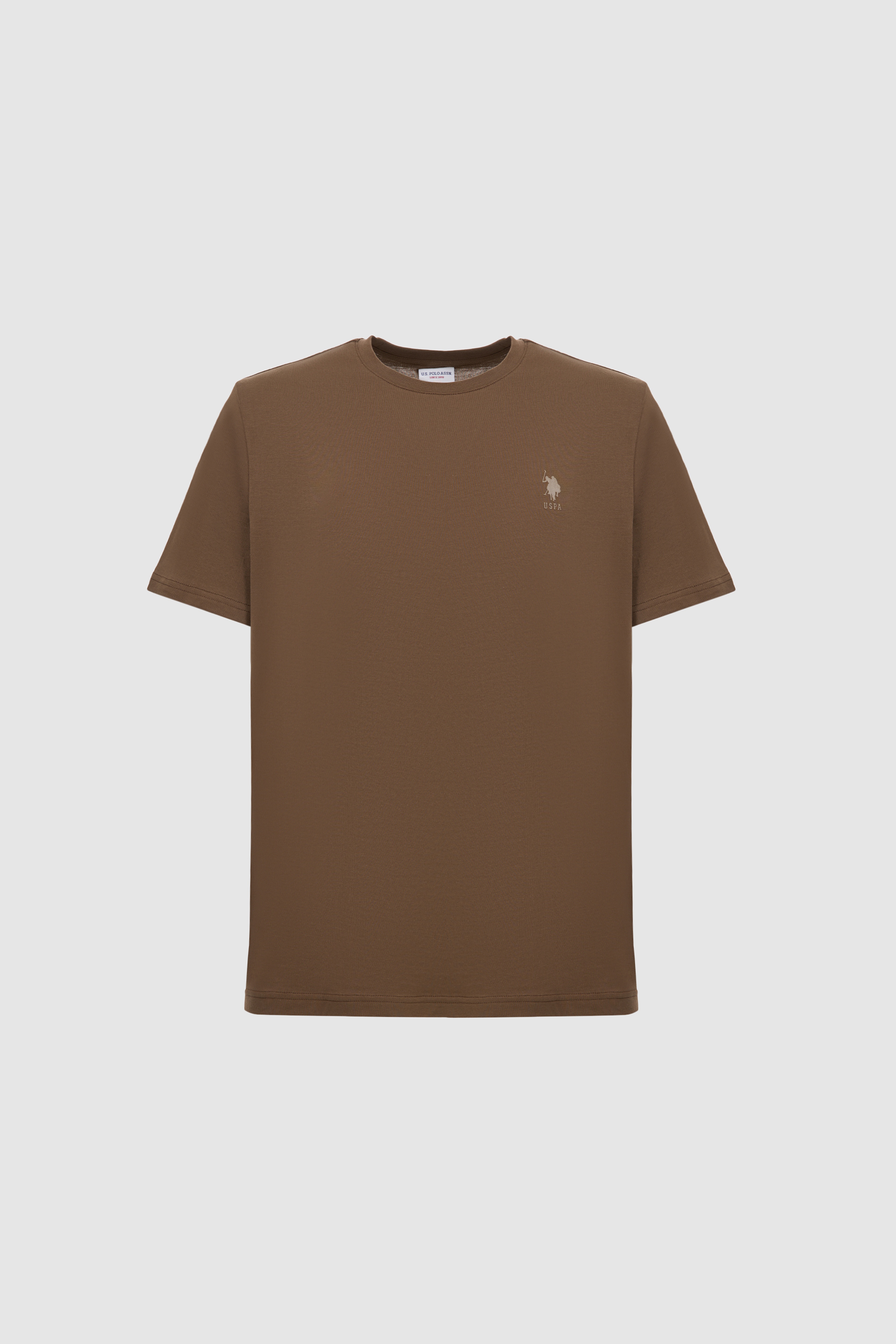 Erkek Regular Fit Bisiklet Yaka Kahverengi Basic Tişört - Image 7